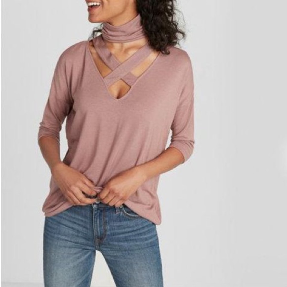 Express Strappy Mock Neck London Tee